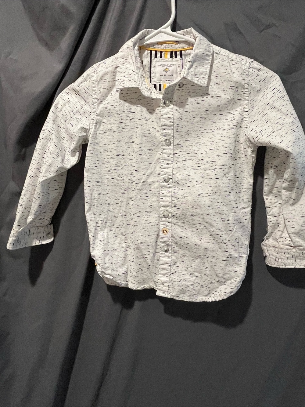 Boys White Speckled Button-Up Shirt by Denim & Flower Like New